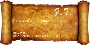 Frankó Timur névjegykártya